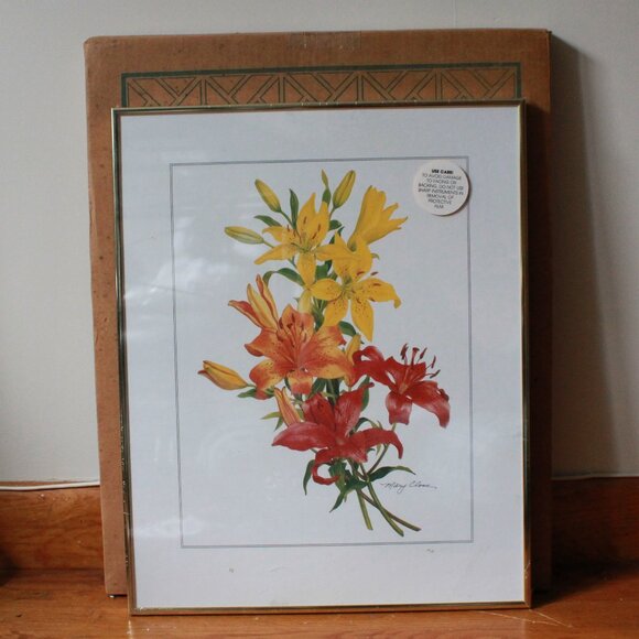 Vintage Avon "Garden of Lilies" Framed Print Art - Picture 1 of 6